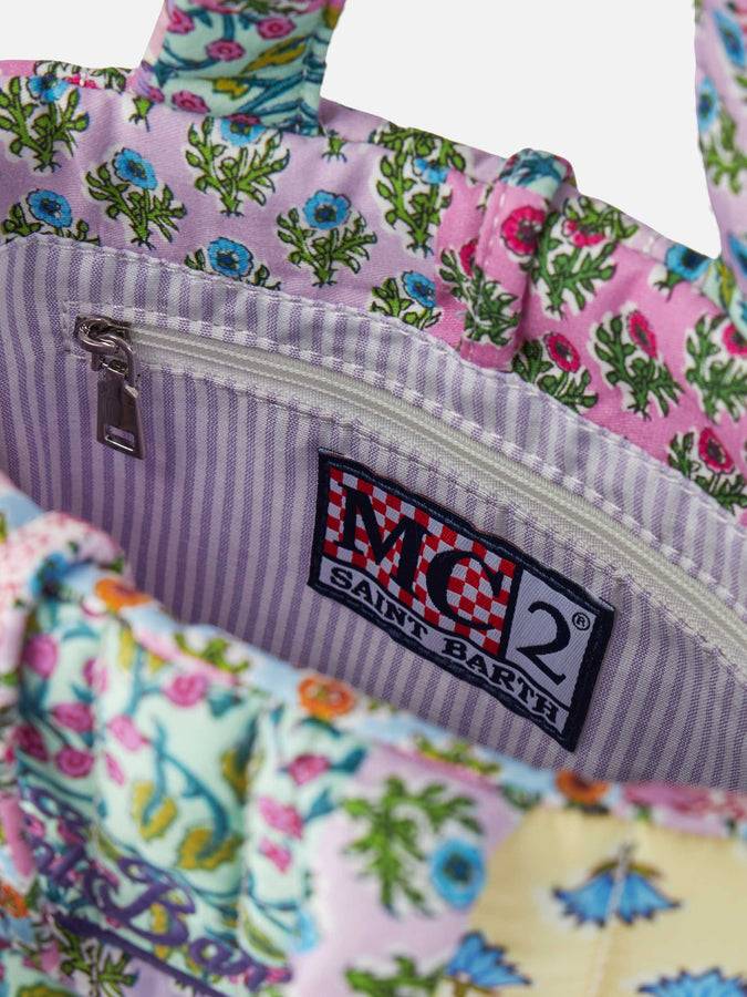 Mc2 Saint Barth Borsa Soft Tote Mini trapuntata a fiori multicolor Sottocosto