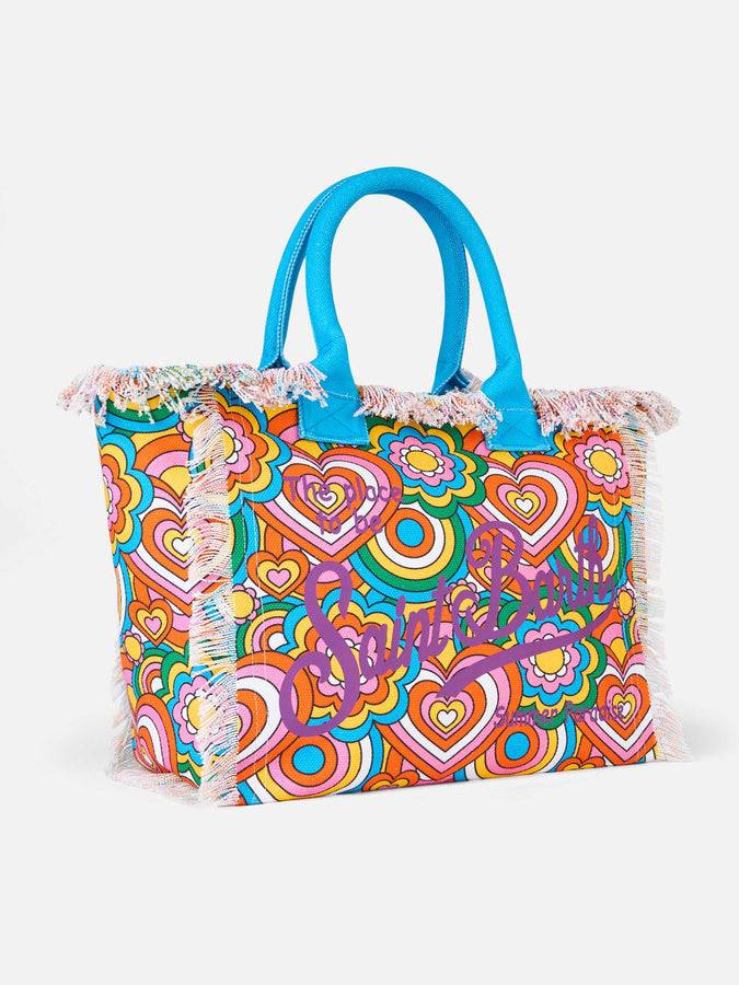 Mc2 Saint Barth Cotton canvas Vanity tote bag with groovy print Novità