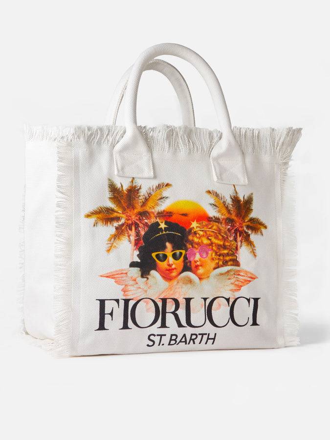Mc2 Saint Barth Borsa a spalla Vanity in canvas bianco con stampa angeli Fiorucci | FIORUCCI SPECIAL EDITION Presa