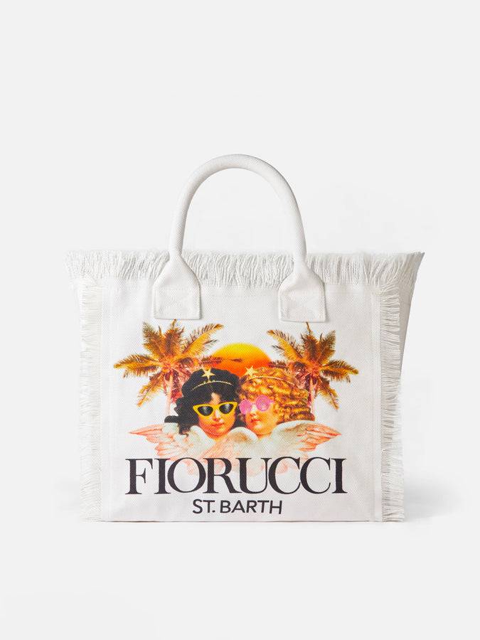 Mc2 Saint Barth Borsa a spalla Vanity in canvas bianco con stampa angeli Fiorucci | FIORUCCI SPECIAL EDITION Presa