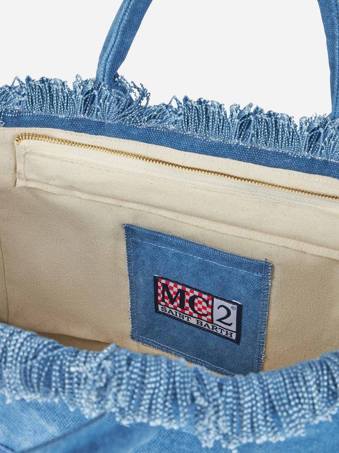 Mc2 Saint Barth Denim cotton canvas Vanity tote bag with logo bag Offerta