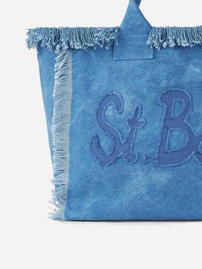Mc2 Saint Barth Denim cotton canvas Vanity tote bag with logo bag Offerta