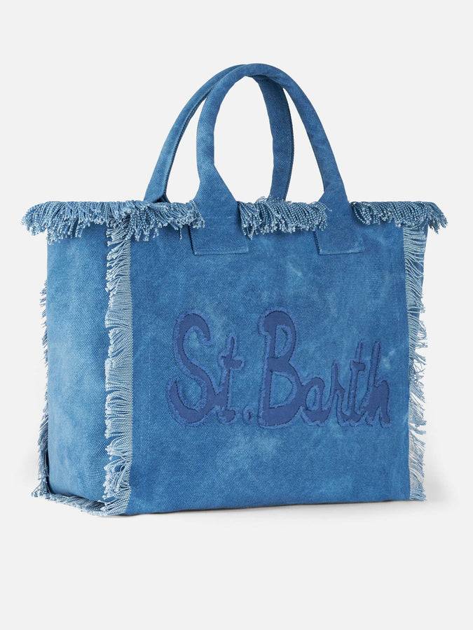 Mc2 Saint Barth Denim cotton canvas Vanity tote bag with logo bag Offerta