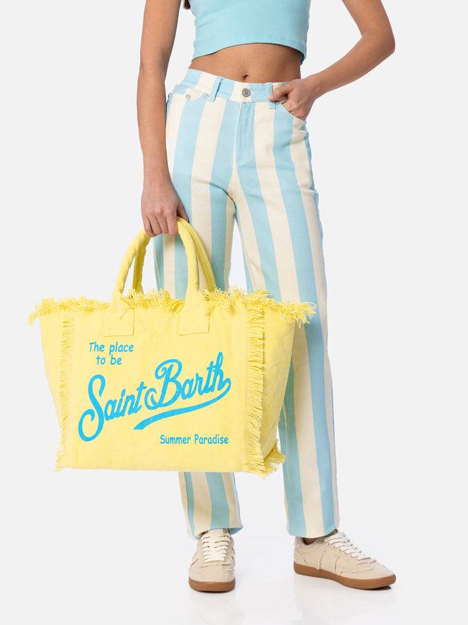 Mc2 Saint Barth Borsa tote Vanity in tela di cotone gialla Online