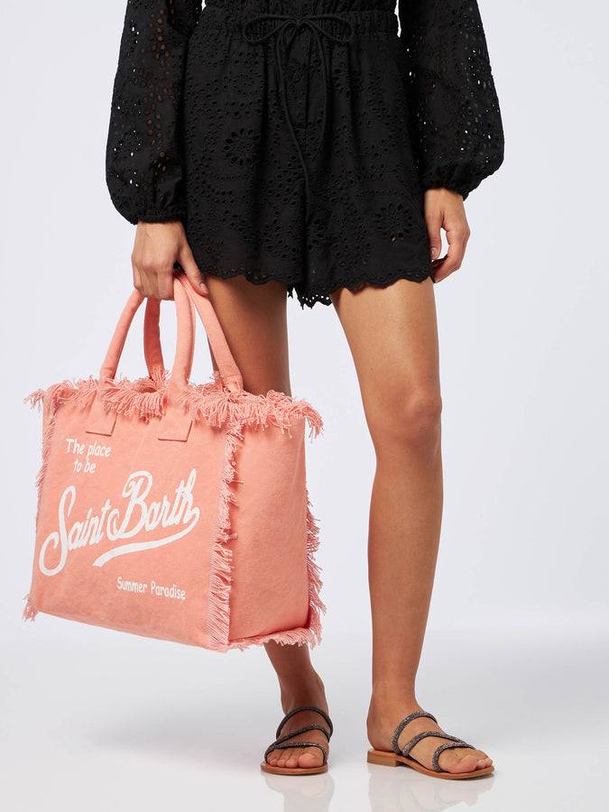 Mc2 Saint Barth Borsa tote Vanity in tela di cotone color pesca Saldi
