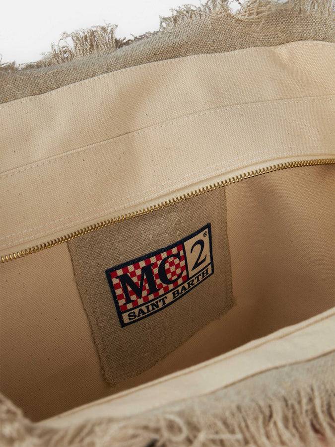 Mc2 Saint Barth Borsa tote Vanity in lino beige con ricamo Hotsell