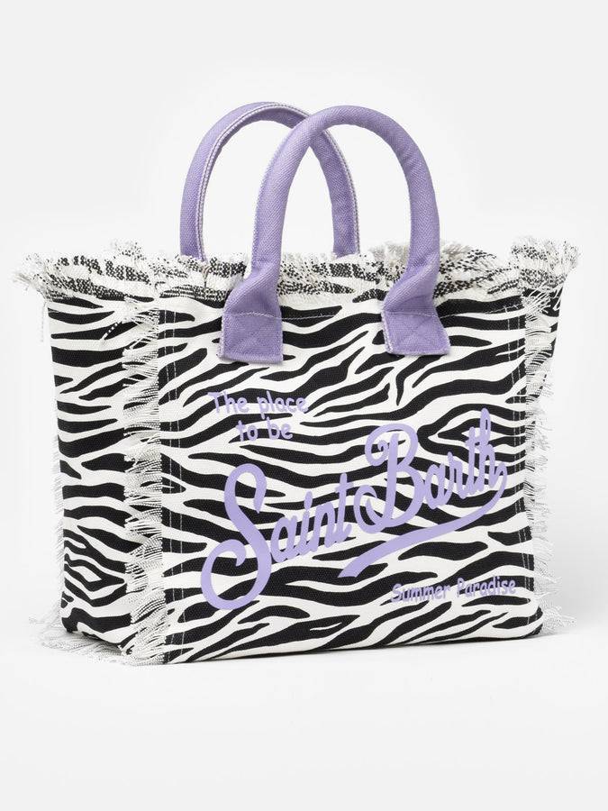 Mc2 Saint Barth Borsa tote Vanity in tela di cotone zebrata Black Friday Prezzi