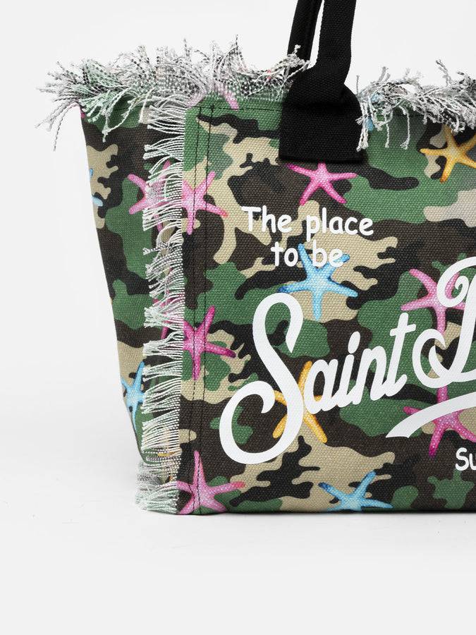 Mc2 Saint Barth Borsa tote Vanity in tela di cotone mimetico con stelle marine I Più Venduti
