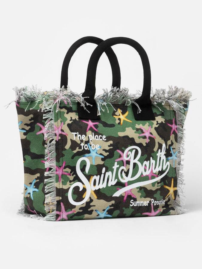 Mc2 Saint Barth Borsa tote Vanity in tela di cotone mimetico con stelle marine I Più Venduti