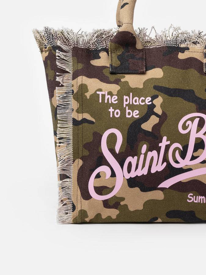Mc2 Saint Barth Borsa tote Vanity in tela di cotone mimetico Vendite Flash
