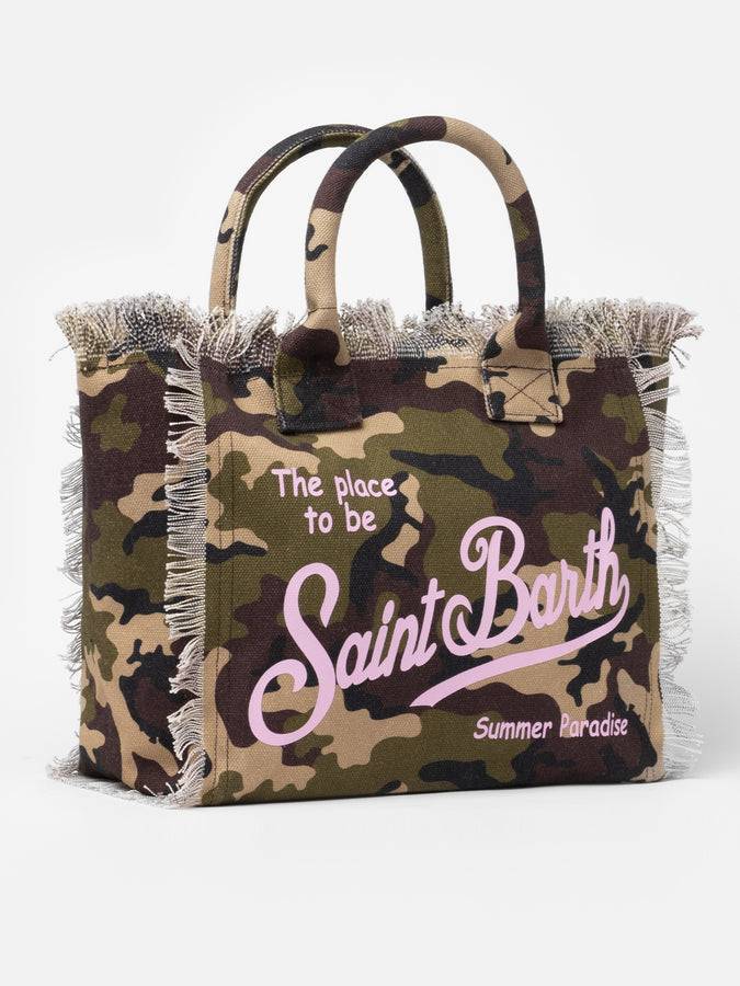 Mc2 Saint Barth Borsa tote Vanity in tela di cotone mimetico Vendite Flash
