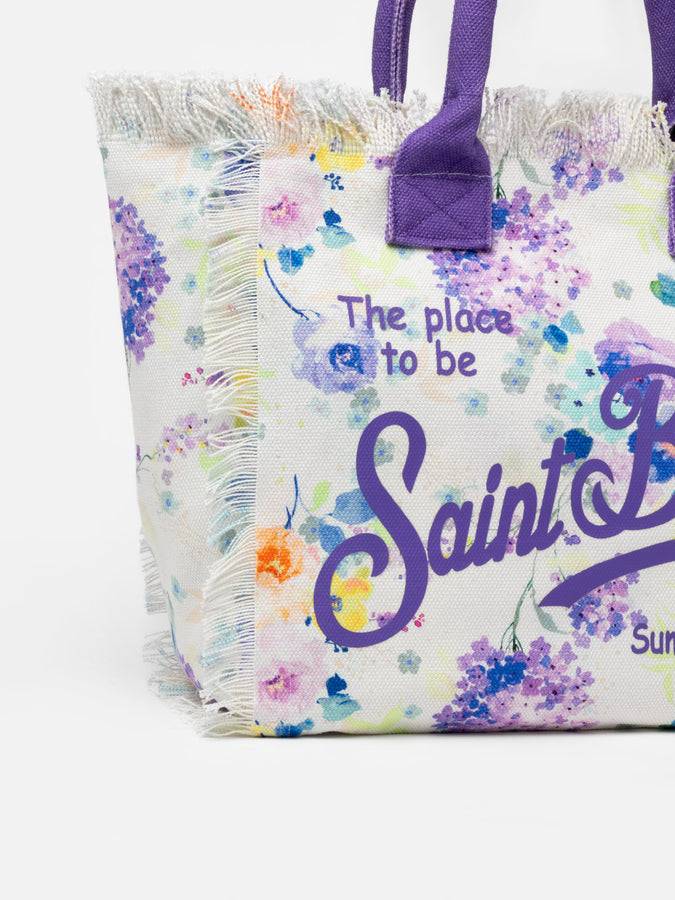 Mc2 Saint Barth Borsa tote Vanity in tela di cotone con fiori color acqua Negozio