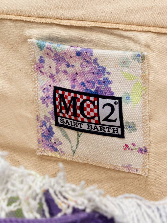 Mc2 Saint Barth Borsa tote Vanity in tela di cotone con fiori color acqua Negozio
