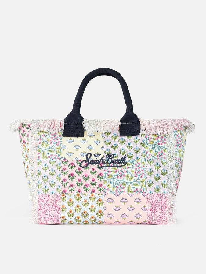 Mc2 Saint Barth Borsa tote Vanity in tela di cotone con applicazione di fiori Formentera Sconti questo mese