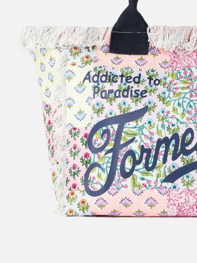 Mc2 Saint Barth Borsa tote Vanity in tela di cotone con applicazione di fiori Formentera Sconti questo mese