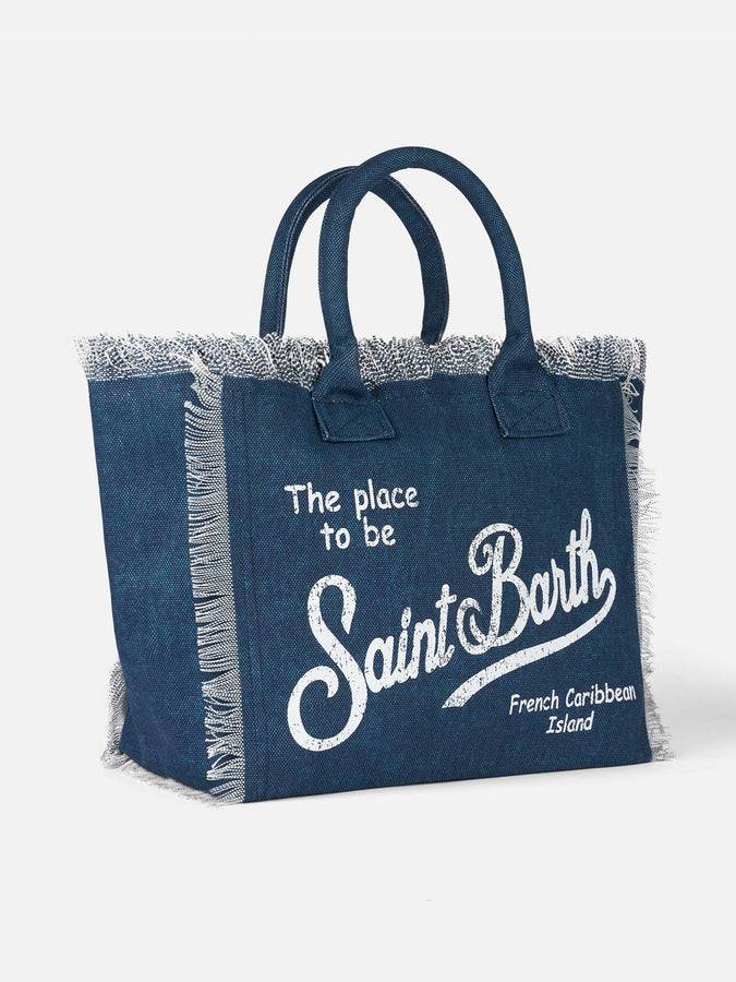 Mc2 Saint Barth Borsa tote Vanity in tela di cotone indaco Italy