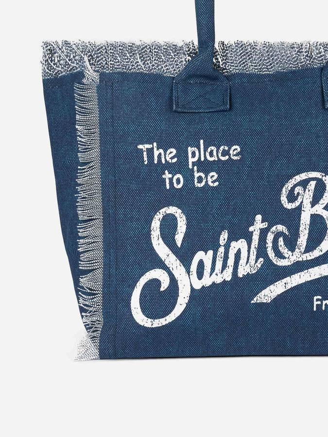 Mc2 Saint Barth Borsa tote Vanity in tela di cotone indaco Italy