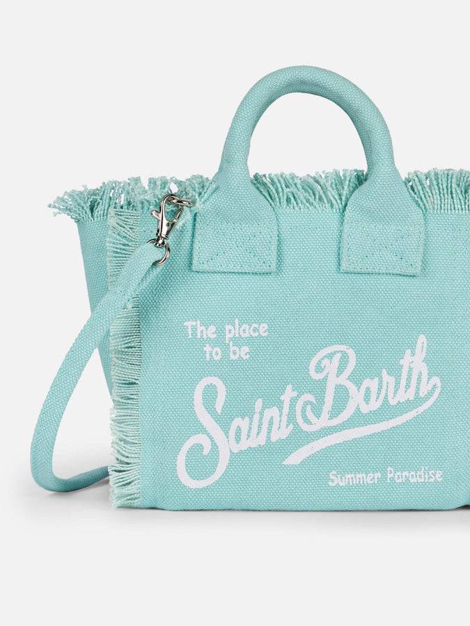 Mc2 Saint Barth Borsa Mini Vanity in tela di cotone verde acqua Qualità