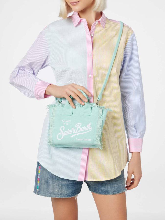 Mc2 Saint Barth Borsa Mini Vanity in tela di cotone verde acqua Qualità