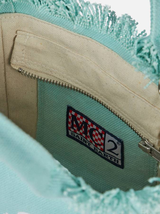 Mc2 Saint Barth Borsa Mini Vanity in tela di cotone verde acqua Qualità