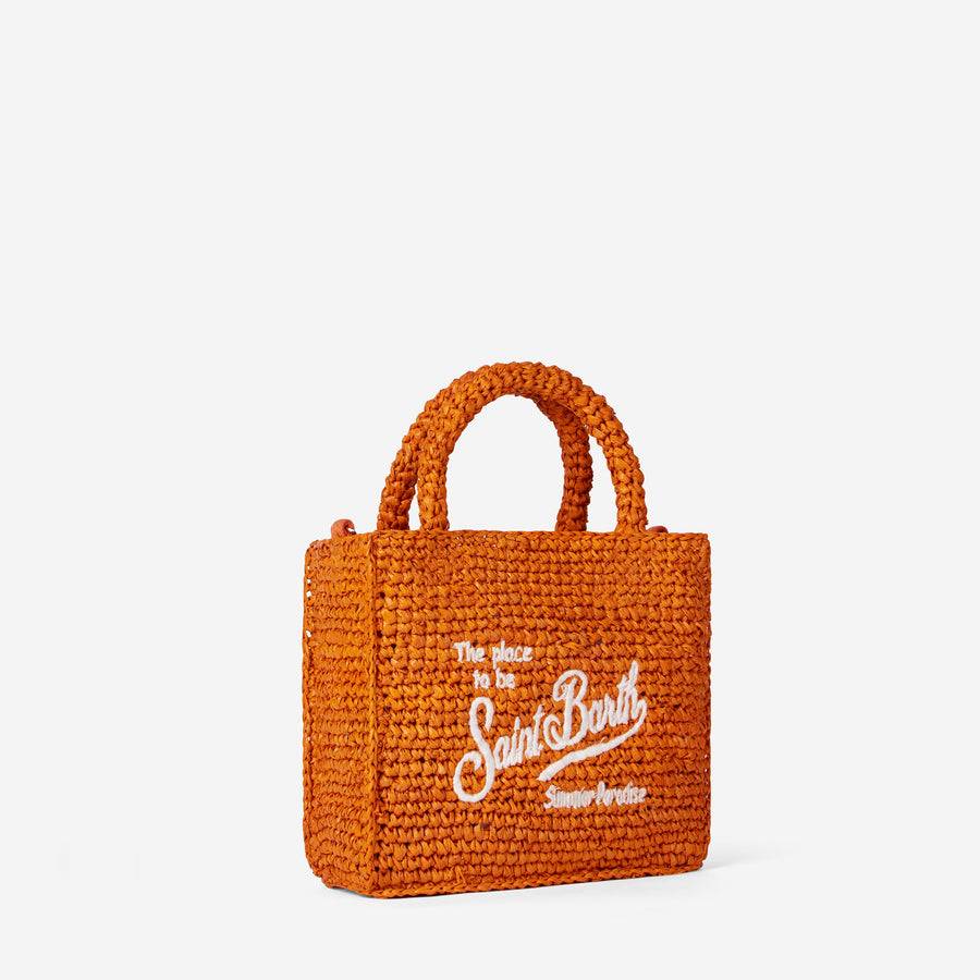 Mc2 Saint Barth Mini borsa Vanity in rafia arancione con ricamo frontale Qualità Garantita
