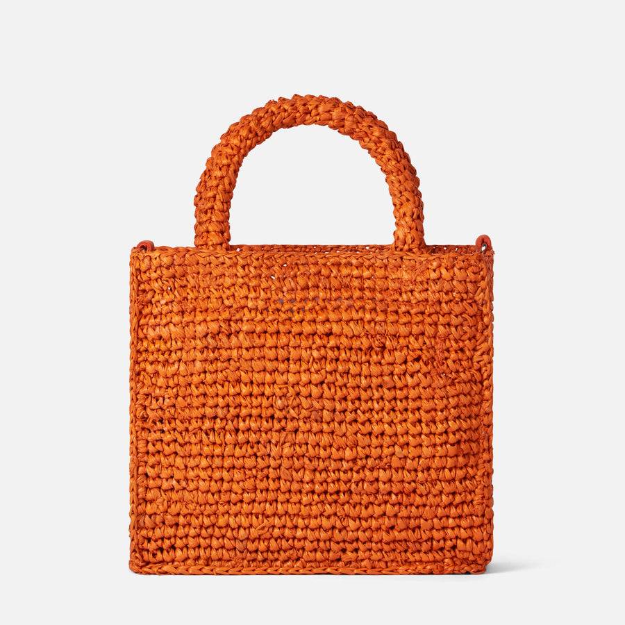 Mc2 Saint Barth Mini borsa Vanity in rafia arancione con ricamo frontale Qualità Garantita
