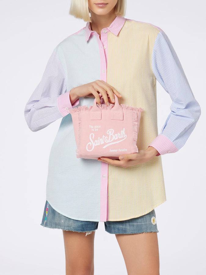 Mc2 Saint Barth Borsa Mini Vanity in tela di cotone rosa Consegna Veloce