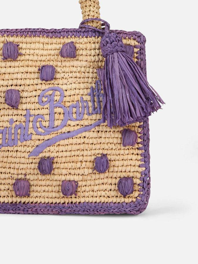 Mc2 Saint Barth Borsa Mini Vanity Raffia beige naturale con applicazioni a pois Fino Al -60%