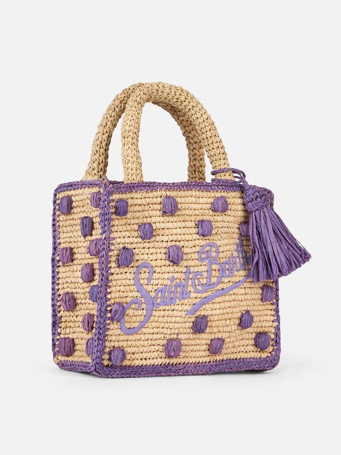 Mc2 Saint Barth Borsa Mini Vanity Raffia beige naturale con applicazioni a pois Fino Al -60%