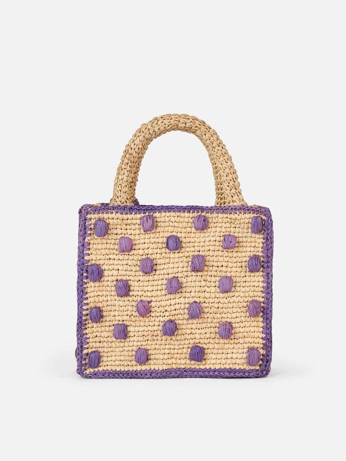 Mc2 Saint Barth Borsa Mini Vanity Raffia beige naturale con applicazioni a pois Fino Al -60%
