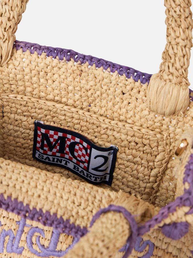 Mc2 Saint Barth Borsa Mini Vanity Raffia beige naturale con applicazioni a pois Fino Al -60%