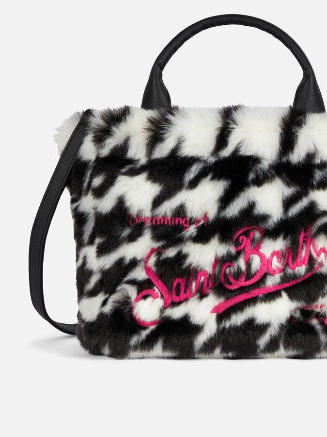 Mc2 Saint Barth Borsa Mini Vanity morbida e pelosa con stampa jacquard pied de poule Affare Del Giorno