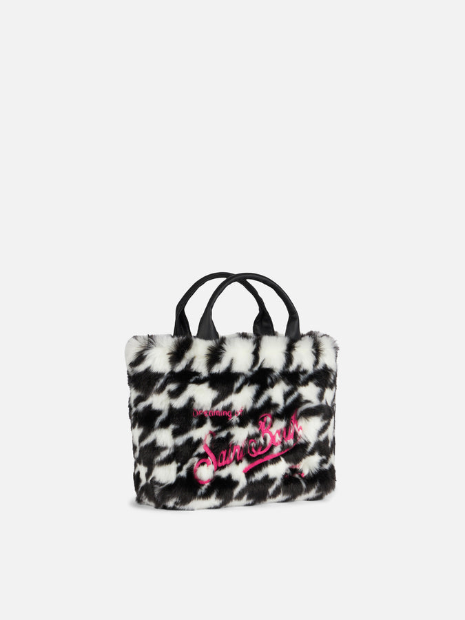Mc2 Saint Barth Borsa Mini Vanity morbida e pelosa con stampa jacquard pied de poule Affare Del Giorno
