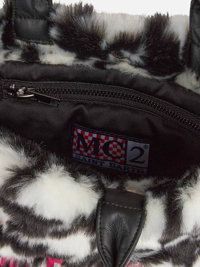Mc2 Saint Barth Borsa Mini Vanity morbida e pelosa con stampa jacquard pied de poule Affare Del Giorno