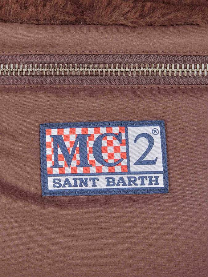 Mc2 Saint Barth Borsa marrone Mini Vanity morbida con tessuto furry Prezzo Ridotto