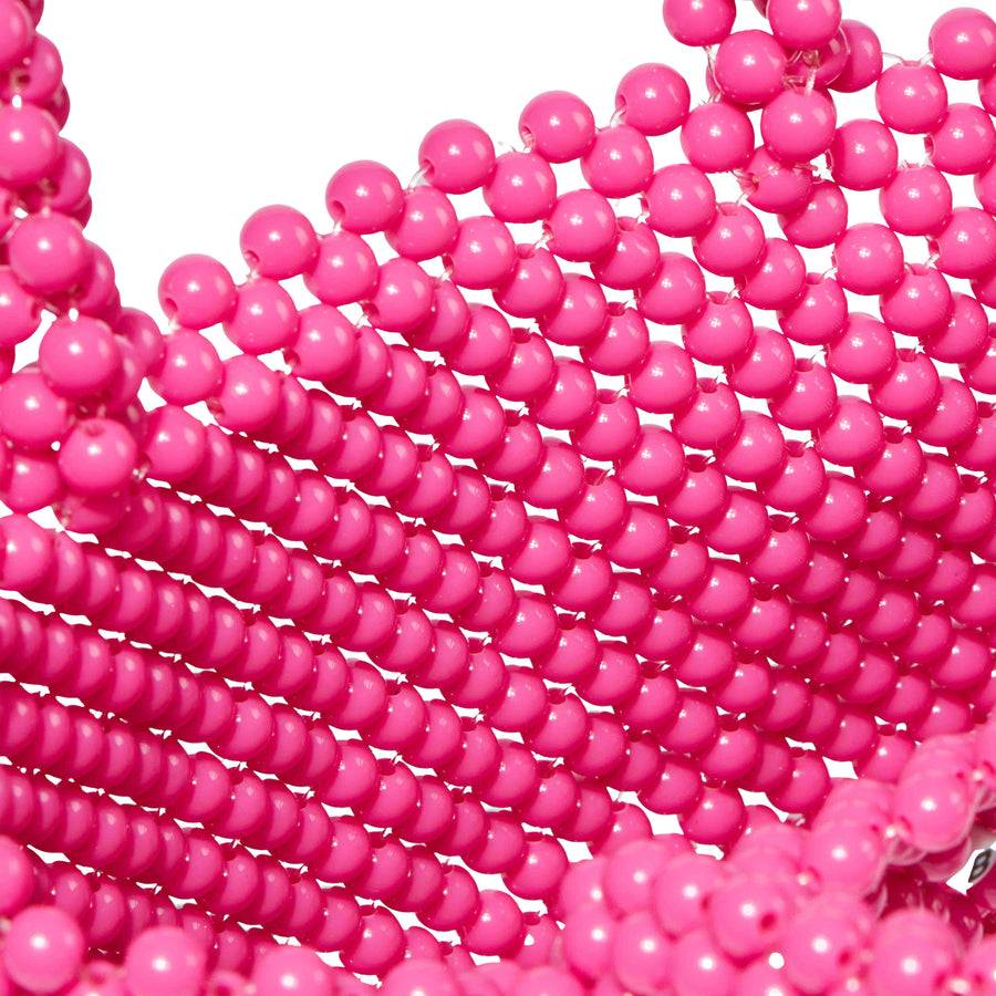 Mc2 Saint Barth Borsa a mano rosa con perline e cuore verde Presa