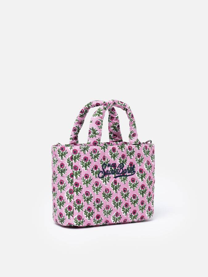 Mc2 Saint Barth Borsa Soft Tote Mini trapuntata a fiori rosa Online