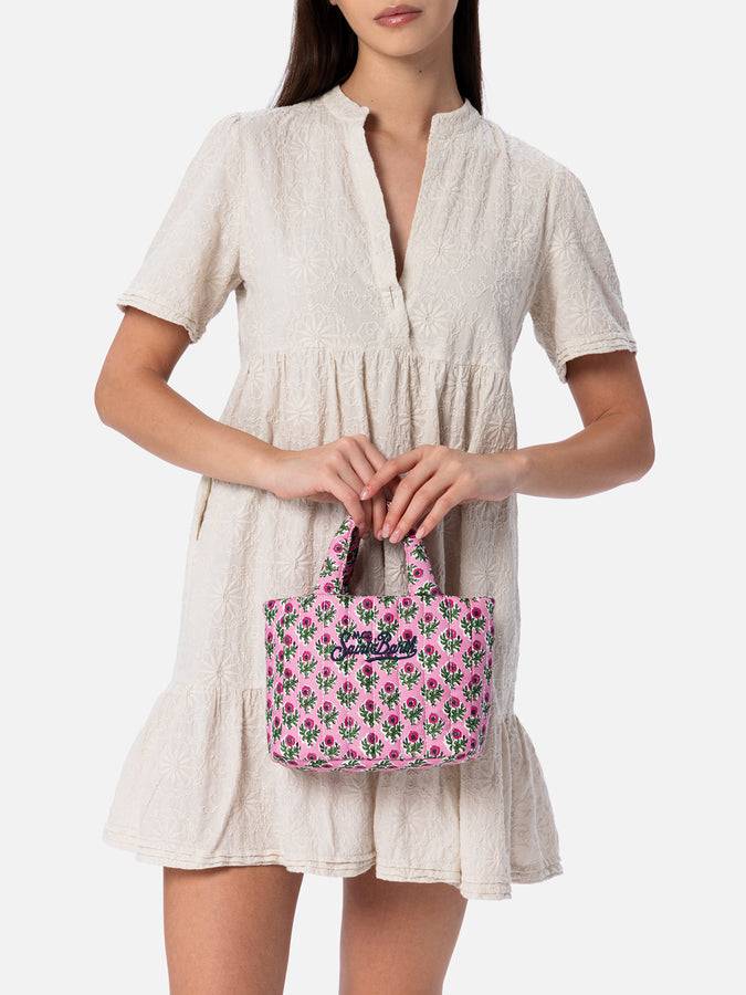 Mc2 Saint Barth Borsa Soft Tote Mini trapuntata a fiori rosa Online