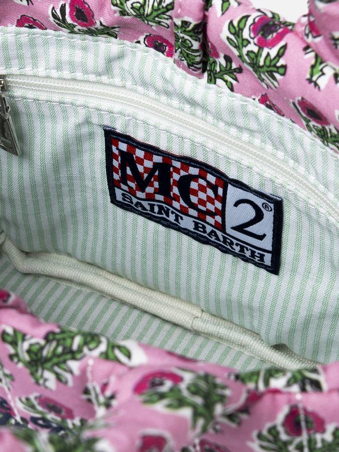 Mc2 Saint Barth Borsa Soft Tote Mini trapuntata a fiori rosa Online