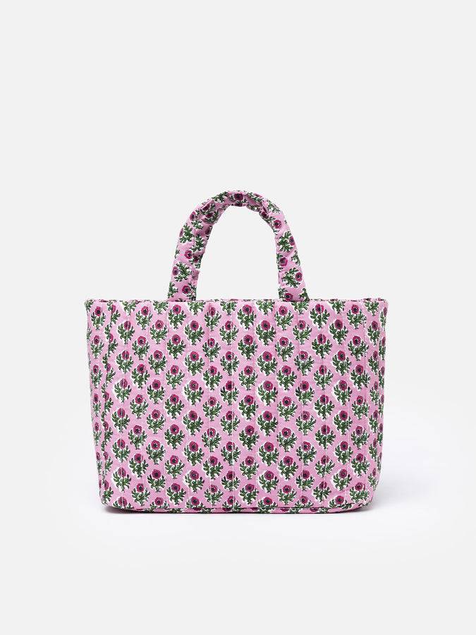 Mc2 Saint Barth Borsa Soft Tote Mid trapuntata a fiori rosa Outlet