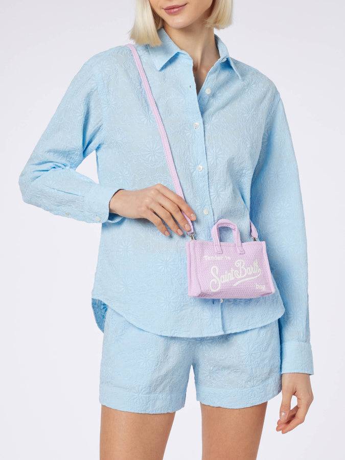 Mc2 Saint Barth Borsa per cellulare in tessuto di cotone waffle lilla Saldi Di Fabbrica