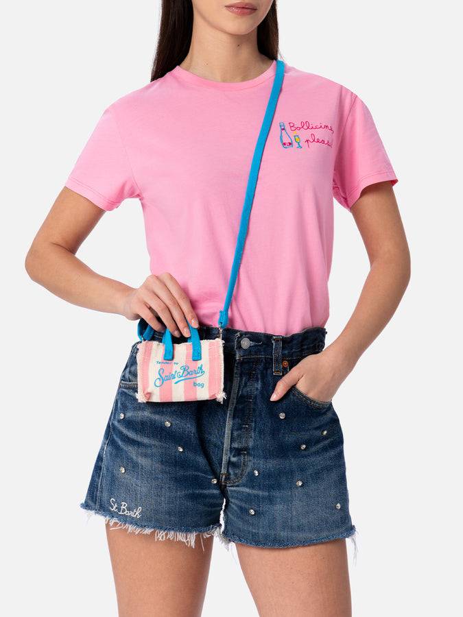 Mc2 Saint Barth Portachiavi in ​​tela di cotone rigata rosa Sconto di tempo limitato
