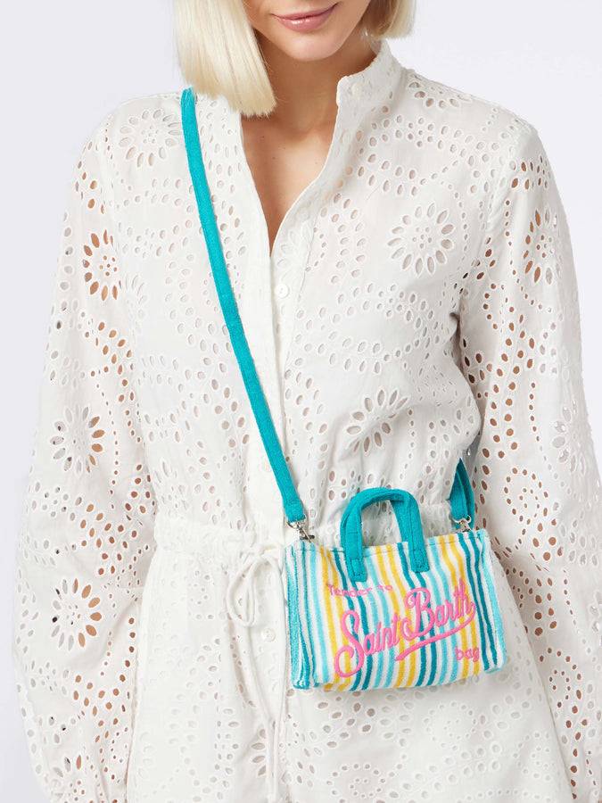 Mc2 Saint Barth Porta cellulare in spugna goffrata a righe multicolore Offerta speciale