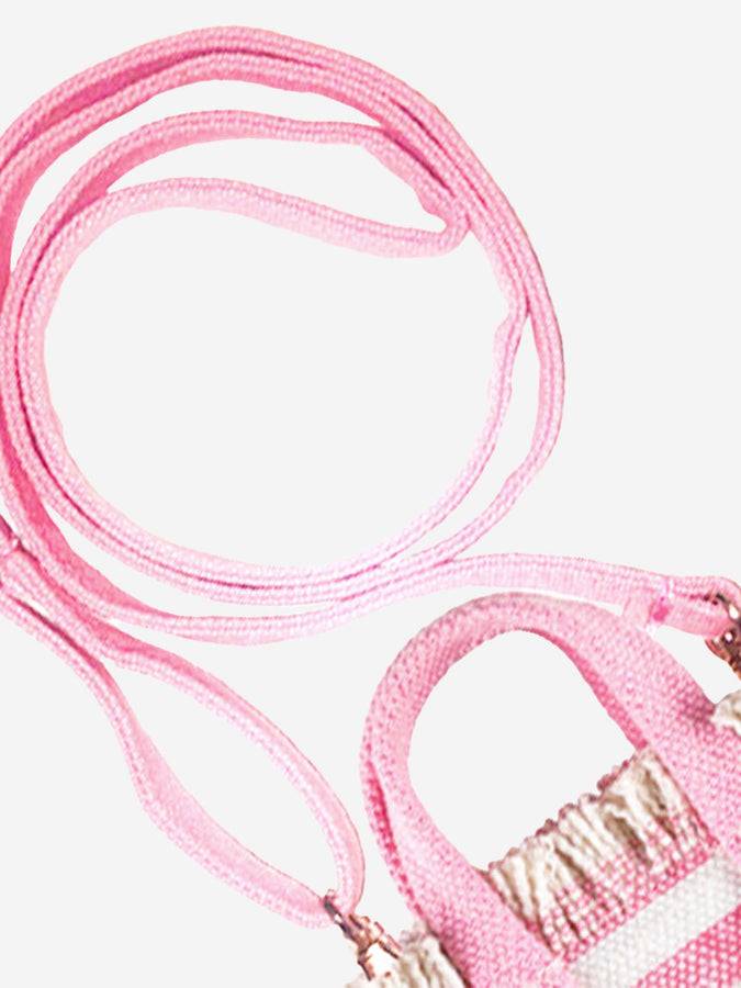 Mc2 Saint Barth Portachiavi in ​​canvas a righe rosa con tracolla Offerta San Valentino