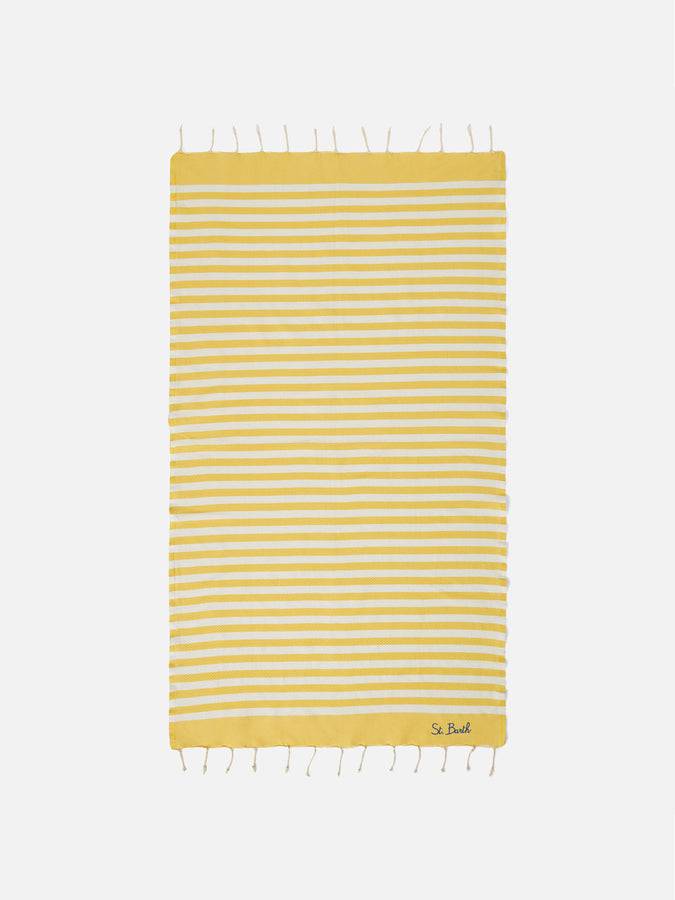 Mc2 Saint Barth Fouta classico a nido d'ape a righe bianche e gialle Latest fashion