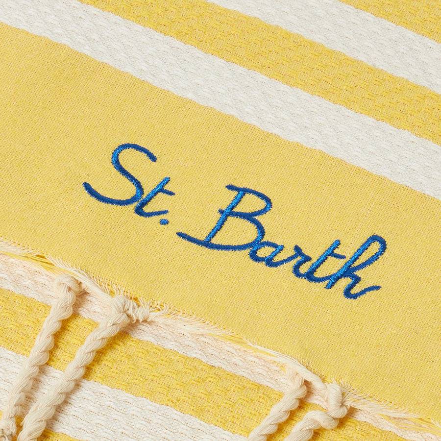 Mc2 Saint Barth Fouta classico a nido d'ape a righe bianche e gialle Latest fashion