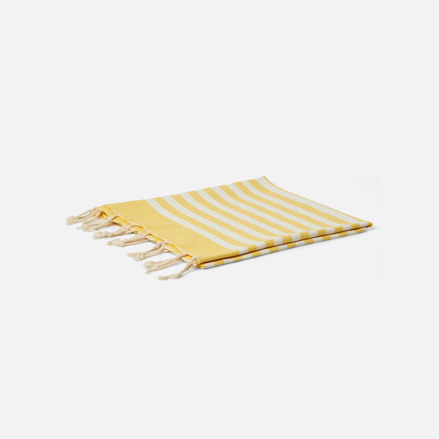 Mc2 Saint Barth Fouta classico a nido d'ape a righe bianche e gialle Latest fashion