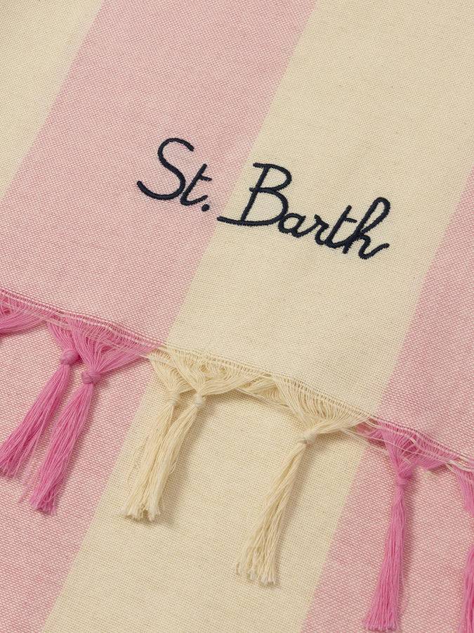 Mc2 Saint Barth Light cotton beach towel Fouta with pink striped print Offerte esclusive