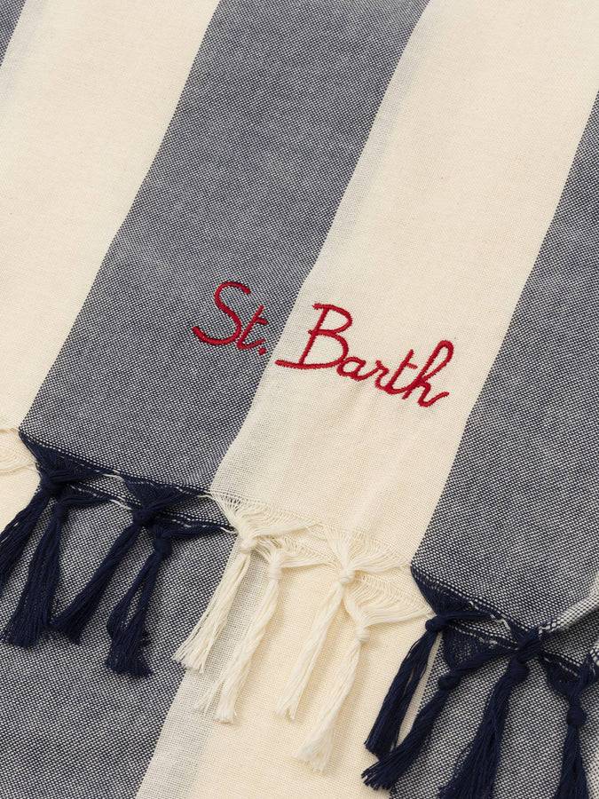 Mc2 Saint Barth Light cotton beach towel Fouta with navy blue striped print Liquidazione
