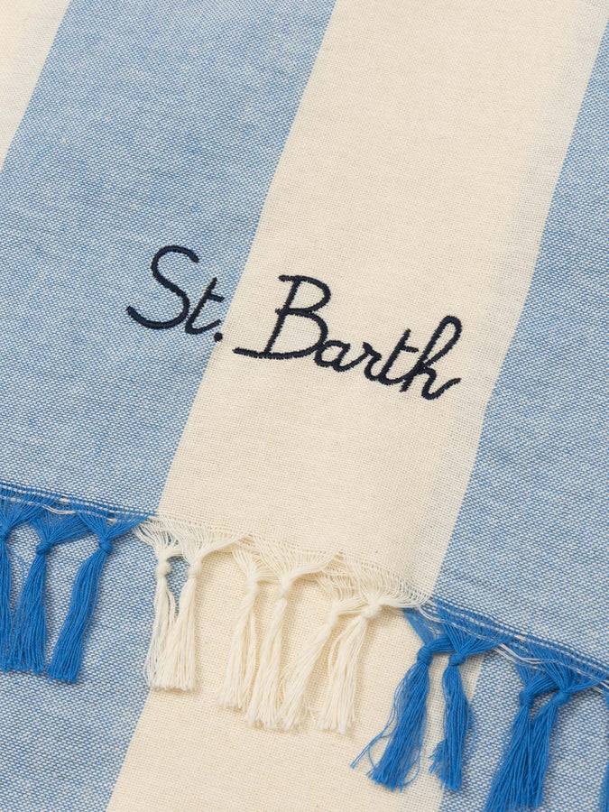 Mc2 Saint Barth Light cotton beach towel Fouta with bluette striped print Comprane uno, ottenene uno gratis